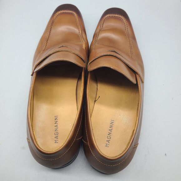 Magnanni Vince Penny Loafers Men’s 10 M Chestnut Leather Slip On Shoes main image 6